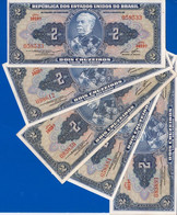 5 BILLETS MONNAIE USAGE TTB BRÉSIL AMÉRIQUE DU SUD 2 DOIS CRUZEIRO BLEU  2 SIGNATURES DUQUE DE CAXIAS - Brazilië