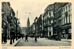 Lille * La Rue Nationale * Commerces Magasins * Automobile Voiture Ancienne - Lille