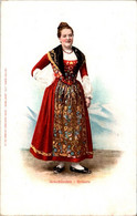 Cpa Couleur Les Costumes Suisses Costume Graubünden - Grisons N°33 Cpa Couleur Dos Non Divisé En B.Etat - Andere & Zonder Classificatie