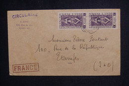 INDE FRANÇAISE - Enveloppe De Pondichéry Pour Etampes  - L 128107 - Storia Postale