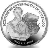 Médaille Commémorative**: ÎLE DE MAN, 1 Couronne - "Battle Of Waterloo - Wellington" - Bataille De / Slag Van - Waterloo - Royaux / De Noblesse