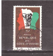 25F BANDIERA ELEFANTE USATO - Ivory Coast (1960-...)