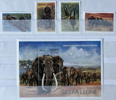 Sierra Leone 1983 MiNr. 713 - 717(Block 15) WWF, Animals, Chimpanzees, African Bush Elephant 4v + Bl MNH ** 19.00 € - Scimpanzé