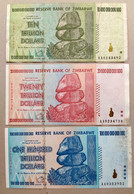 Zimbabwe - Set 10 + 20 + 100 Trillion Dollars 2008 - AA Serie P. 88, 89, 91 - Only These On Delcampe!! - Zimbabwe