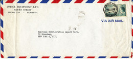 Bermuda Air Mail Cover Sent To USA Hamilton 15-10-1954 Single Stamped - Bermudas
