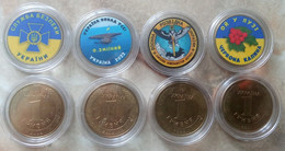 Ukraine - Set 4 Coin-like Token 2022 UNC Zmiiny Island, SBU, Oh In The Meadow Of Red Viburnum, Military Intelligence - Ukraine