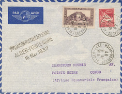 ALGERIE - N° 79A+120 SUR ENVELOPPE 1ERE LIAISON POSTALE AERIENNE ALGER POINTE NOIRE 16 MAI 1937 CAD ALGER GARE AVION - Covers & Documents