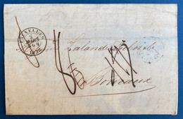 Lettre Non Timbrée 1858 Dateur Bruxelles Noir + Entrée : " Belg /5 / Valenciennes "  En Bleu + Taxe 4 Barée En 6 Puis 8 - Otros & Sin Clasificación