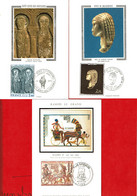 1976 - 3 Cartes Maxi 1er Jour - Images Sur Soie - VENUS DE BASSEMPOUY-RAMSES LE GRAND-St GENIS DES FONTAINES - 1970-1979