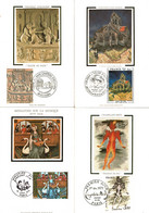 1979 - 4 Cartes Maxi 1er Jour - Images Sur Soie - Œuvres De CHAPELAIN-MIDY, VAN-GOGH, ECOUEN Et MINIATURE XVe - 1970-1979