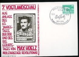 DDR PP18 B2/001 Privat-Postkarte VOGTLANDSCHAU MAX HOELZ Falkenstein Sost.1989  NGK 4,00 € - Postales Privados - Usados
