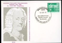 DDR PP16 D2/044 Privat-Postkarte TELEMANN Magdeburg Sost.1981  NGK 5,00 € - Cartes Postales Privées - Oblitérées