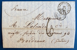 Lettre Non Timbrée 1865 Dateur Ixelles/Bruxelles Noir + Entrée Noir : " Belg.A /F/ Erquelines " + Taxe 6 Bordeaux TTB - Sonstige & Ohne Zuordnung