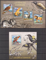 Central African Republic 2014 Extinct Species Birds Frogs Lions Goats Sheet + S/S MNH - Central African Republic