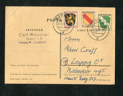 Franzoesische Zone - Allg. Ausgabe / 1948 / Postkarte Mit Stegstempel "WORMS" (F556) - Zone Française