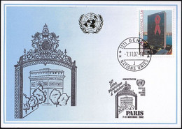 UNO GENF 2002 Blaue Karte - Blue Card  Mit Erinnerungsstempel PARIS - Lettres & Documents