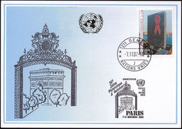 UNO GENF 2002 Mi-Nr. 336 Blaue Karte - Blue Card  Mit Erinnerungsstempel PARIS - Cartas