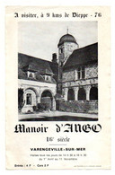 Manoir D'Augo 16e Siècle Varengeville-sur-Mer Du Syndicat D'initiative De Dieppe Office De Tourisme - Format :21x13.5 Cm - Sports & Tourisme