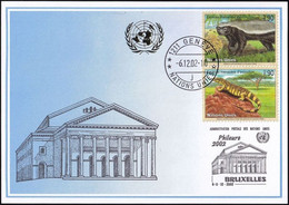 UNO GENF 2002 Mi-Nr. 338 Blaue Karte - Blue Card  Mit Erinnerungsstempel BRÜSSEL - Storia Postale