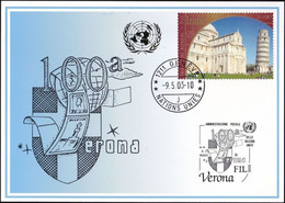 UNO GENF 2003 Mi-Nr. 340 Blaue Karte - Blue Card  Mit Erinnerungsstempel VERONA - Briefe U. Dokumente