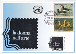 UNO GENF 2003 Blaue Karte - Blue Card  Mit Erinnerungsstempel RICCIONE - Lettres & Documents