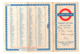 Plan Underground Diagram Of Lines And Station Index London Transport 1965 - Format : 15x7.5 Cm Soit 6 Faces - Europe