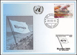 UNO GENF 2005 Mi-Nr. 353 Blaue Karte - Blue Card  Mit Erinnerungsstempel RICCIONE - Storia Postale