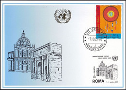 UNO GENF 2005 Mi-Nr. 354 Blaue Karte - Blue Card  Mit Erinnerungsstempel ROM - Storia Postale