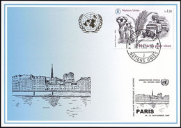 UNO GENF 2005 Mi-Nr. 355 Blaue Karte - Blue Card  Mit Erinnerungsstempel PARIS - Storia Postale