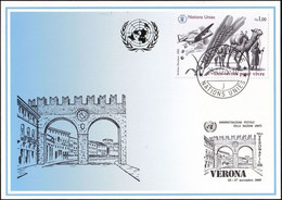 UNO GENF 2005 Mi-Nr. 356 Blaue Karte - Blue Card  Mit Erinnerungsstempel VERONA - Storia Postale