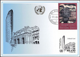 UNO GENF 2006 Mi-Nr. 357 Blaue Karte - Blue Card  Mit Erinnerungsstempel MAILAND - Storia Postale