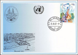 UNO GENF 2007 Mi-Nr. Blaue Karte - Blue Card  Mit Erinnerungsstempel RICCIONE - Brieven En Documenten