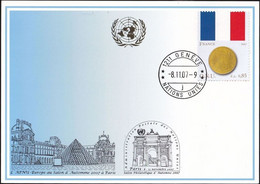 UNO GENF 2007 Blaue Karte - Blue Card  Mit Erinnerungsstempel PARIS - Lettres & Documents