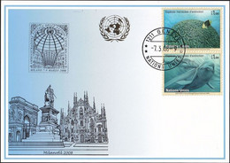 UNO GENF 2008 Mi-Nr. Blaue Karte - Blue Card  Mit Erinnerungsstempel MAILAND - Lettres & Documents
