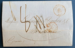 Lettre Non Timbrée 1855 Dateur Liège Rouge + Entrée : " Belg /5 / Valenciennes "  + Taxe 4 Barrée Puis Rectifiée 8 TTB - Altri & Non Classificati