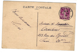 St PRUJET Cantal Carte Postale 20c Semeuse Yv 190 Ob 12 9 1934 Pointillé FB04 Lautier B4 - Manual Postmarks