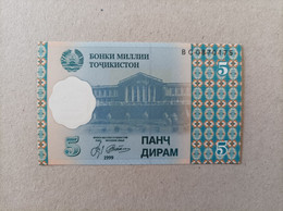 Billete De Tayikistán, De 5 Diram, Año 1999, UNC - Tadjikistan