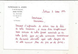 Lettre ,PATRONAGE ST JOSEPH ,27 Rue Des Feuillants , 86 ,POITIERS , Condoléances, 2 Scans - Non Classés