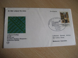 SYDNEY MELBOURNE Singapore Bombay Frankfurt 1977 Lufthansa Airline Boeing 747 First Flight Black Cancel Cover AUSTRALIA - Erst- U. Sonderflugbriefe