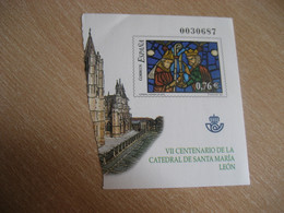 Catedral De LEON Stamp Proof Nº81 (bloc Cuted) 2003 Prueba Epreuve SPAIN Imperforated Vidrieras Stained Glass Windows - Essais & Réimpressions