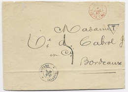 GUYANE CAYENNE 3 AVRIL 1880 LETTRE COVER TO BORDEAUX  + TAXE 5 TAMPON + COL PAQ FR - Covers & Documents