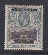 Ascension: 1922   KGV - St Helena Stamp 'Ascension' OVPT    SG4    2d    MH - Ascension (Ile De L')