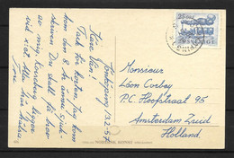 Vastergotland Sweden Postcard With Train Stamp Sent To Netherlands - Lettres & Documents
