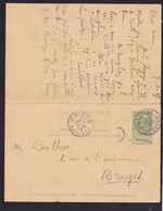 293/37 -- Entier Postal No 28 - Double Avec REPONSE Utilisé à BRUGES Station 1905 Vers GAND Et Vice-versa - Briefkaarten 1871-1909