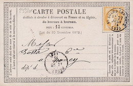 29320# CERES N° 55 CARTE PRECURSEUR Obl ST AMAND LES EAUX 1875 T16 NORD Pour NANCY MEURTHE MOSELLE - Vorläufer