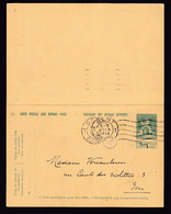 297/37 -- Entier Postal No 51 - Double Avec REPONSE Utilisé GENT 5 X 1914 Pour La Ville (Derniers Jours De GAND Libre) - Cartes Postales 1909-1934