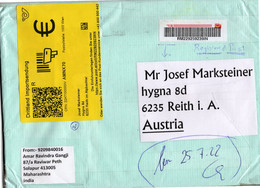 Auslands- Rekobrief Von 413005 Solapur Maharastra Mit 240 + 20 Rupien 2022 - Briefe U. Dokumente