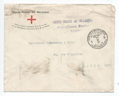Env Croix Rouge Patronnage Royal + Griffe "Ambulance Océan LA PANNE" PMB 4/1917 Pour Paris. RRR - Armada Belga