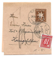 104 - 68 - Entier Postal Pour Journaux Avec Timbre Taxe Brugg 1950 - Portofreiheit