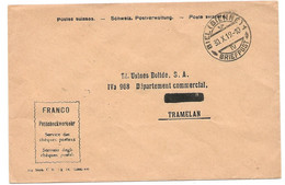 104 - 58 - Enveloppe "Franco" Cachet à Date Biel/Bienne 1919 - Portofreiheit